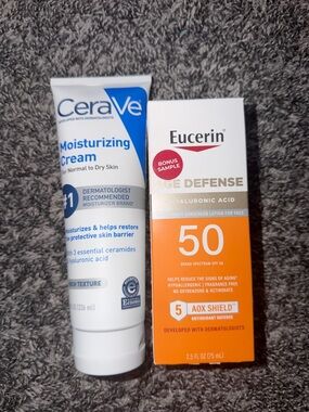 Cerave and Eucerian Moisturizer and Sun Defense